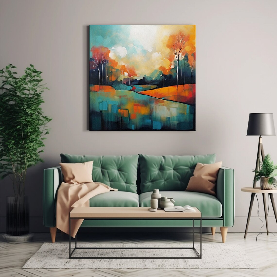 Abstract Expressionist Landscape Trees Art Print - Image 2