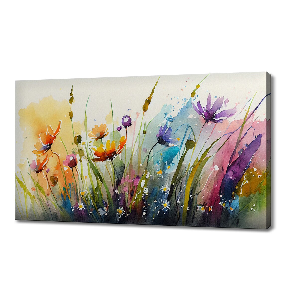 Meadow Watercolor Flowers Art Print, Botanical Decor