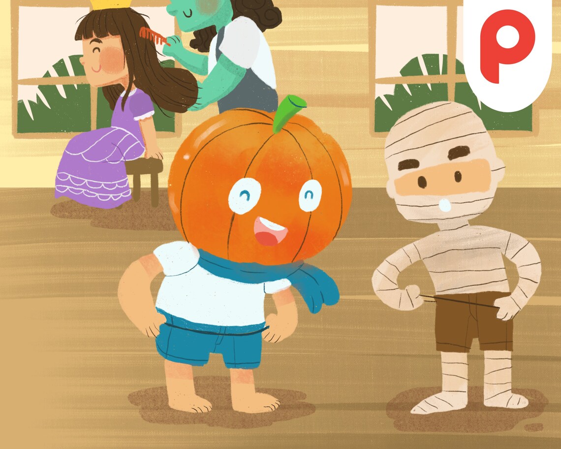Adorable Halloween Costume Kids Pumpkin Mummy and Princess Poster