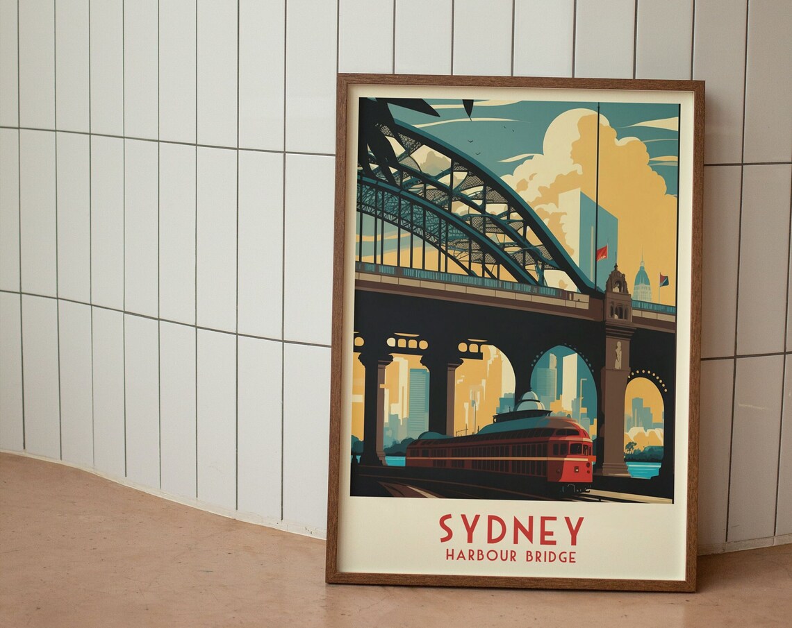 Sydney Harbour Bridge Retro Travel Poster Vintage Illustration - Image 2