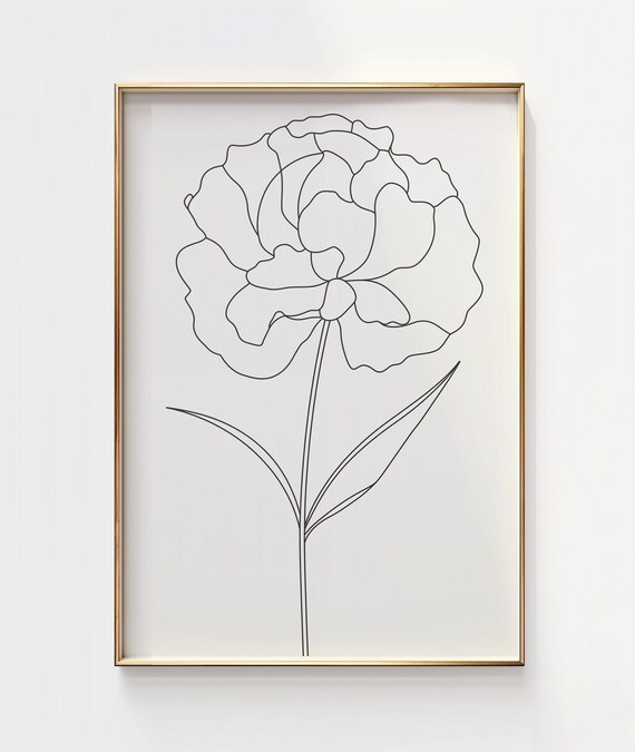 Simple Flower Line Art Minimalist Bloom Botanical Drawing Poster