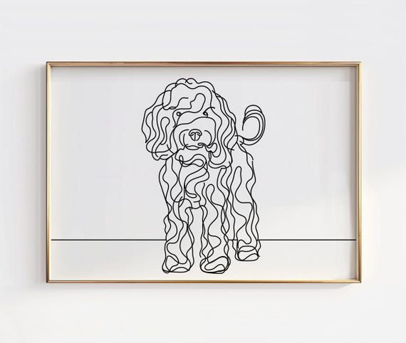 Minimalist Poodle Line Art Print Modern Dog Decor