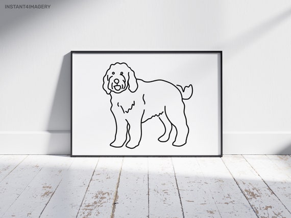 Goldendoodle Line Art Print Abstract Dog Wall Decor