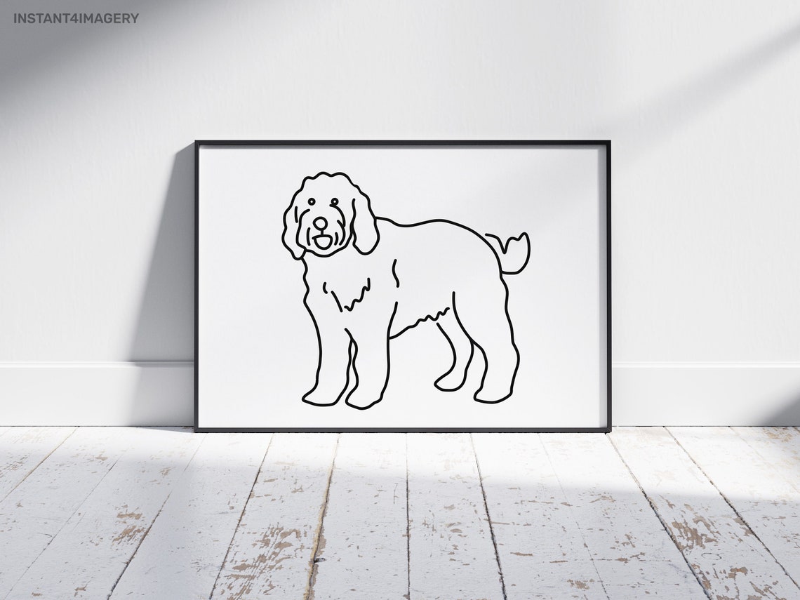 Goldendoodle Line Art Print Abstract Dog Wall Decor