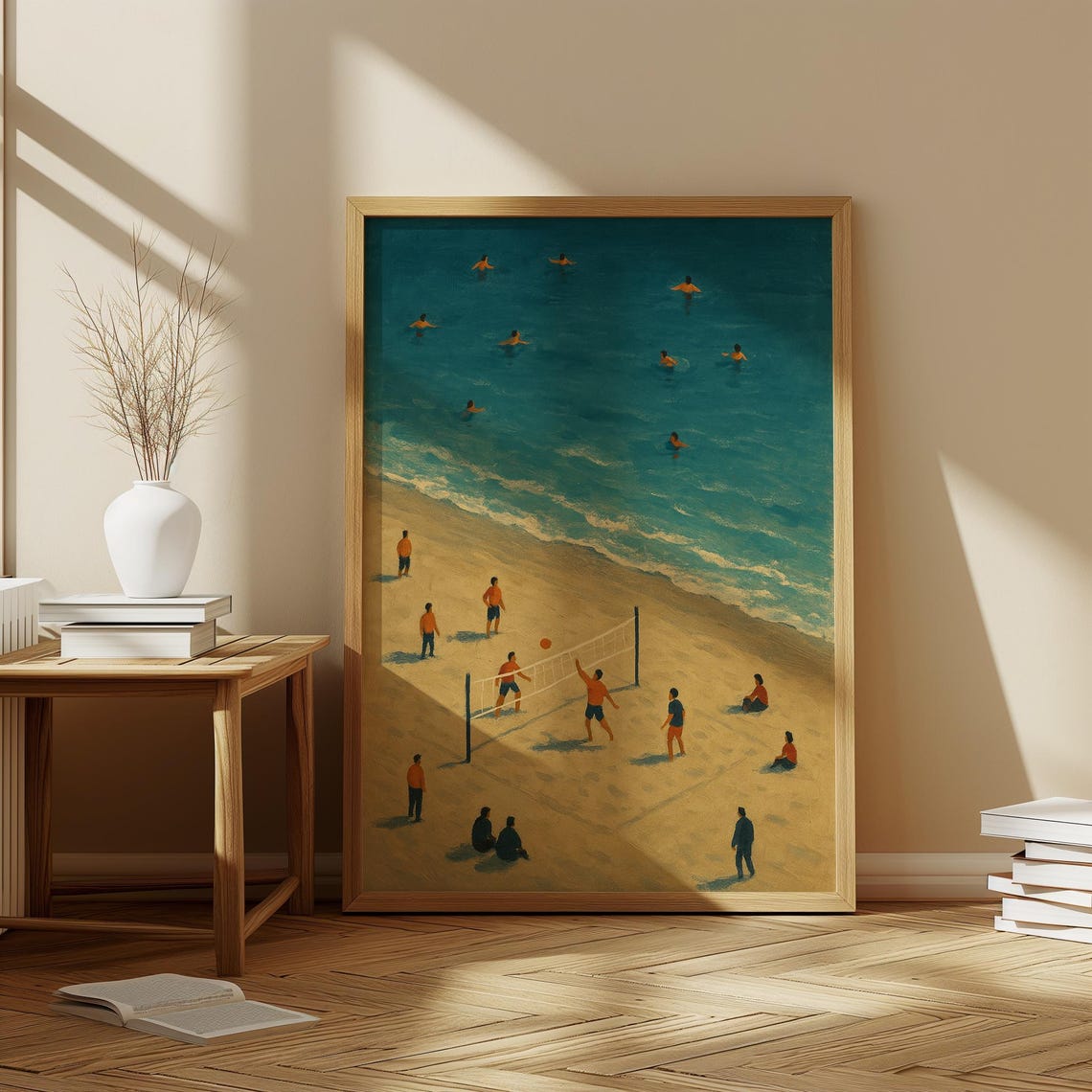 Beach Volleyball Art Print Minimalist Coastal Wall Decor