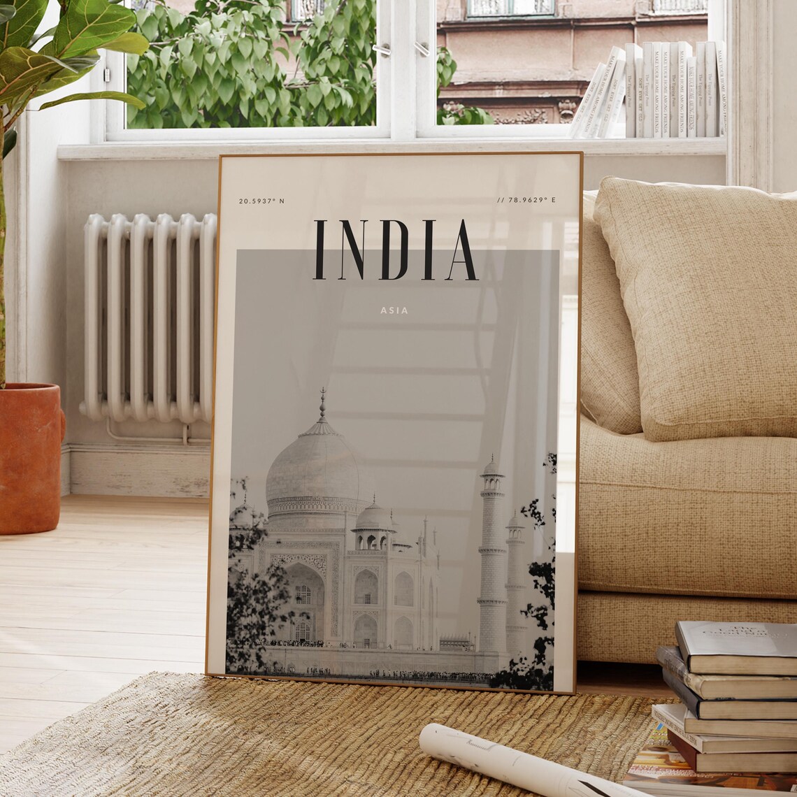 India Asia Modern Travel Poster, Wanderlust Decor