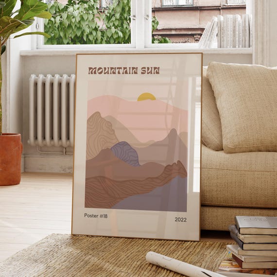 Mountain Sun Pink And Beige Wall Art Abstract Neutral Poster Simple Bedroom Decor Scandinavian Style Print Colorful Modern