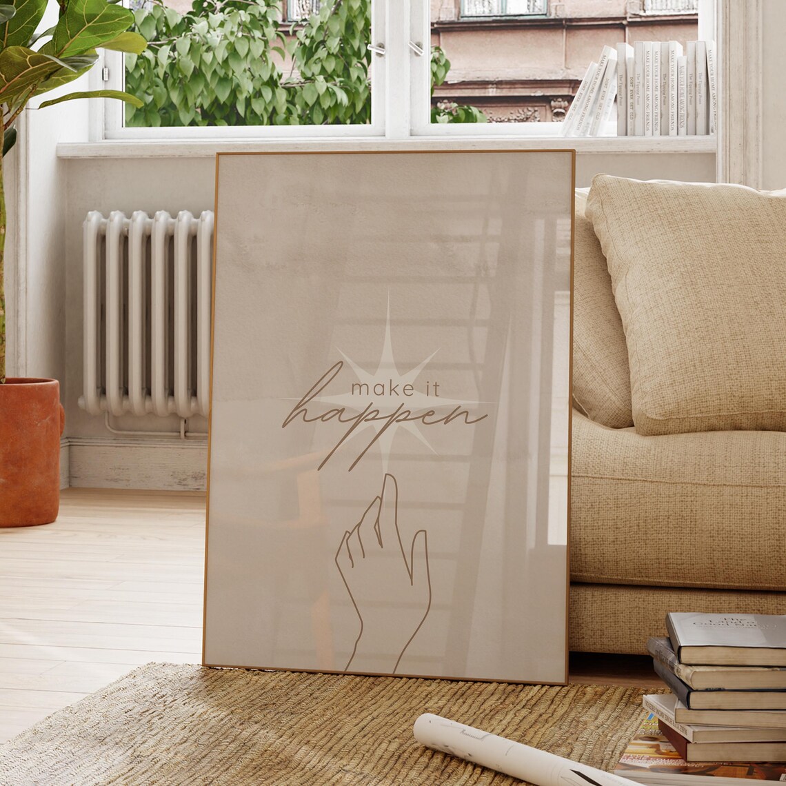 Make It Happen Quote Art Motivational Wall Decor Inspirational Poster Modern Office Positive Quotes