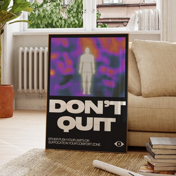 Dont Quit Quote Art Motivational Wall Decor Inspirational Poster Modern Office Positive Quotes