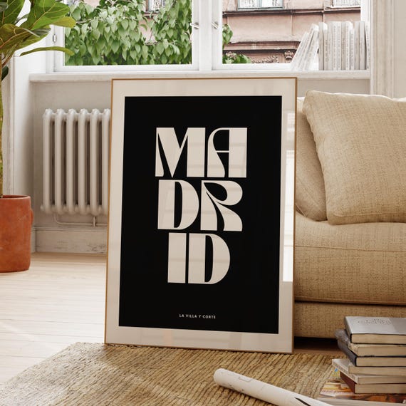 Madrid Monochrome Travel Poster, Spain
