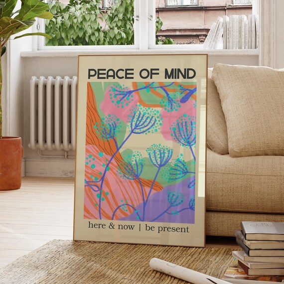 Peace Of Mind Quote Art Motivational Wall Decor Inspirational Poster Modern Office Positive Quotes