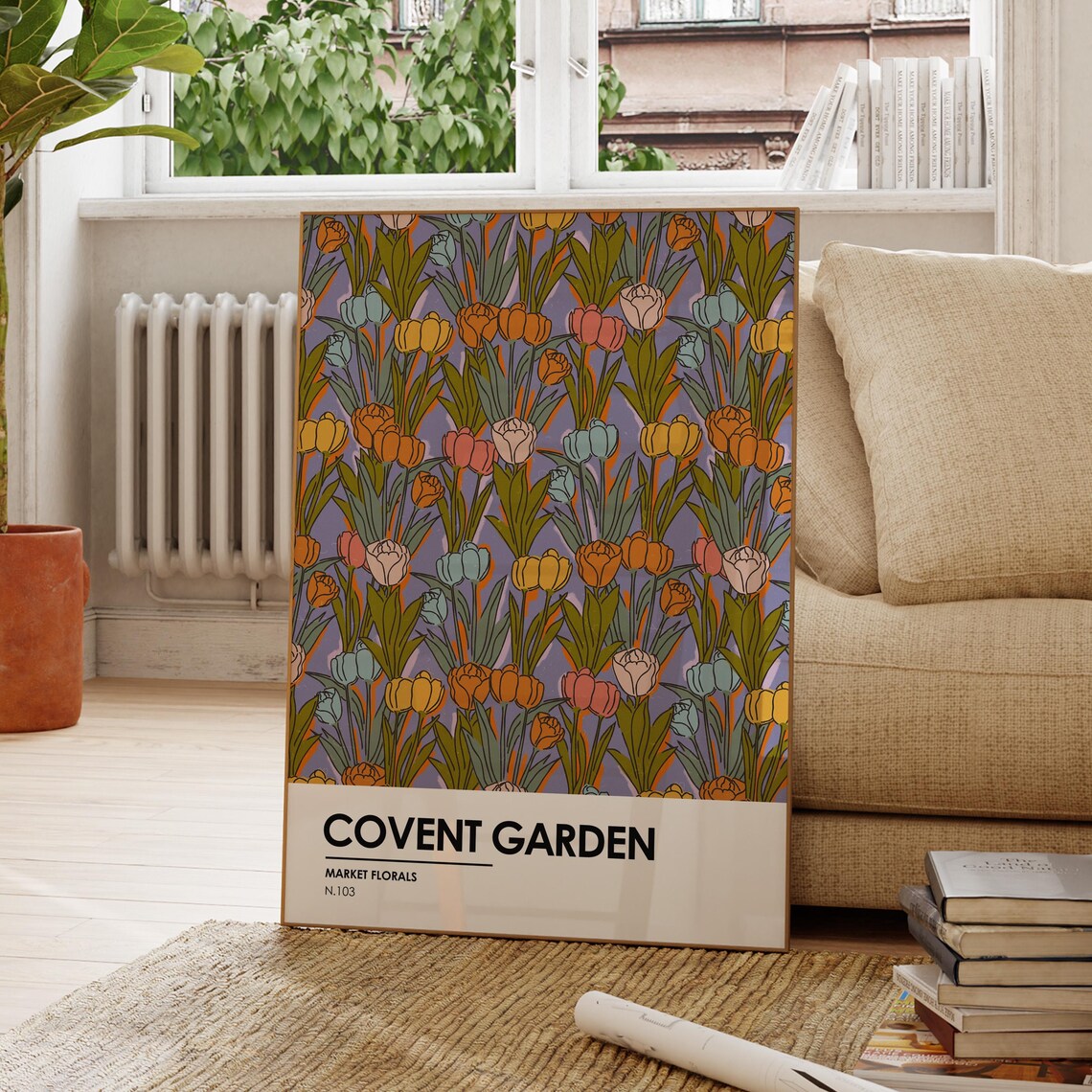 Covent Garden Market Florals Colorful Tulip Pattern Retro Art Poster