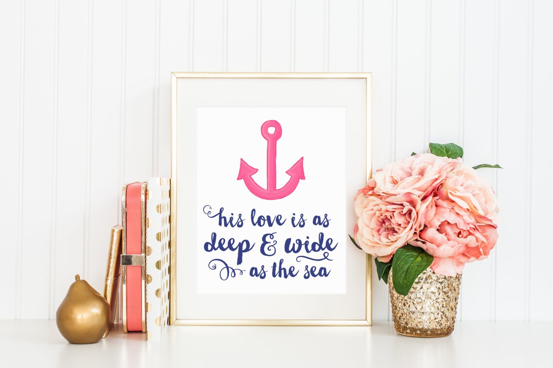 His Love Is As Deep Wide The Sea Nautical Art Print
