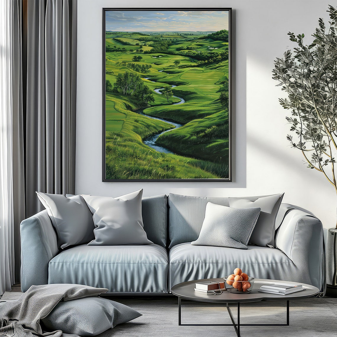 Lush Green Golf Course Rolling Fairways Stream Landscape Poster - Image 2