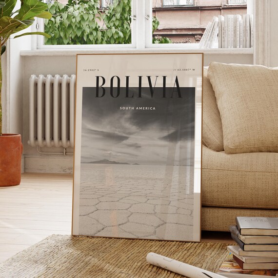 Bolivia South America Salt Flats Desert Landscape Travel Poster