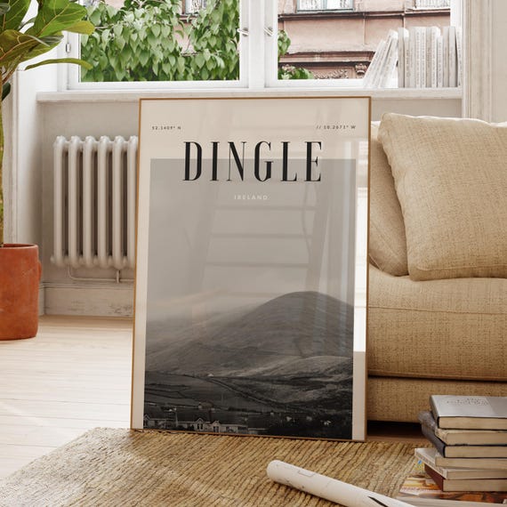 Dingle Ireland Poster Modern Travel Wall Art Design Black And White Print Wanderlust Decor Home Office