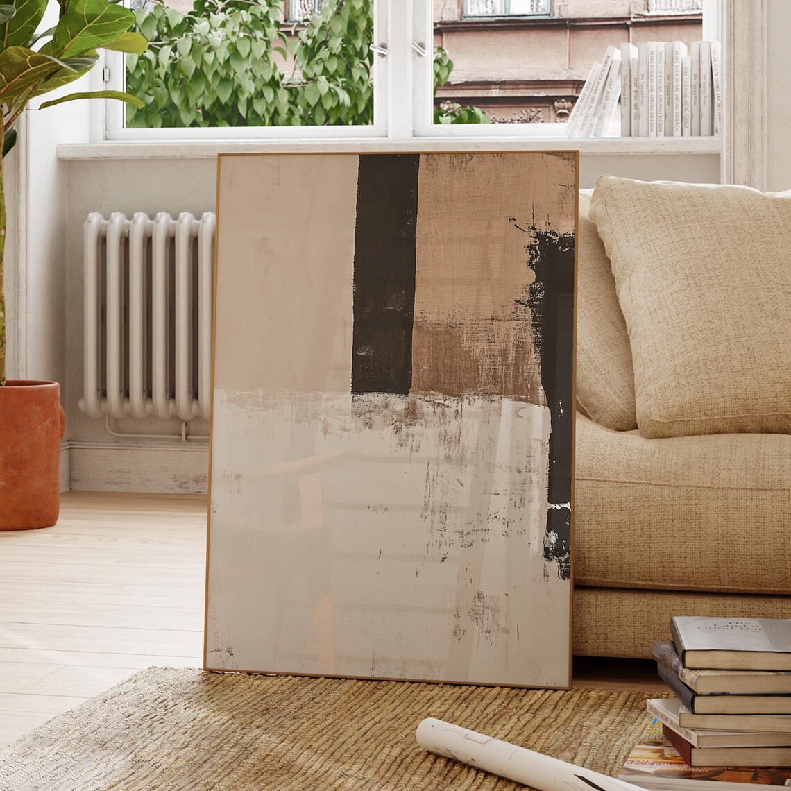 Minimalist Wall Art Print Modern Rolled Posters For Home Decor Abstract Living Room Gift Lovers Neutral Tones