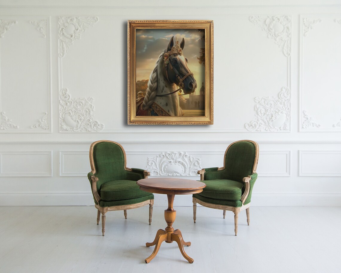 Royal Horse Portrait Crowned Regal Steed Golden Sunset Castle Poster - Image 4