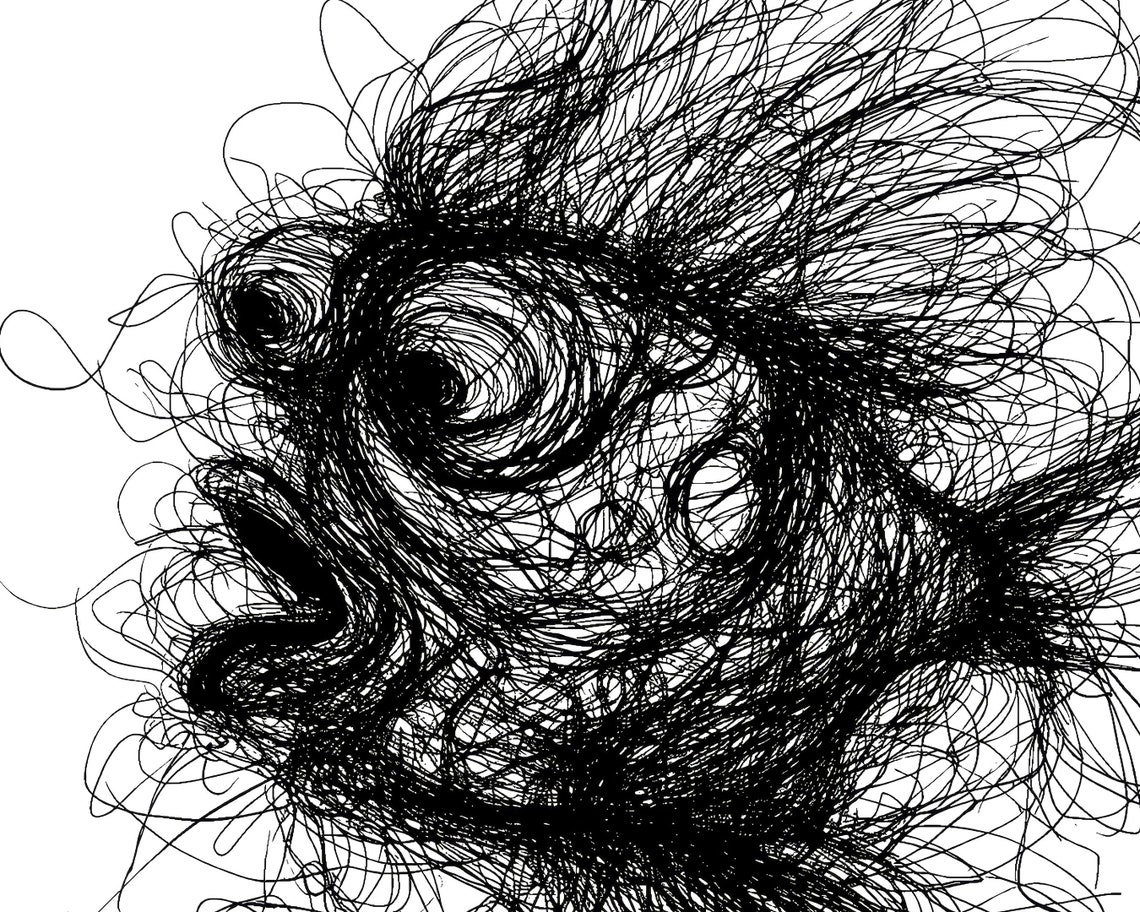 Goldfish Scribble Art Black And White Line Drawing Fish Wall Print - Image 3