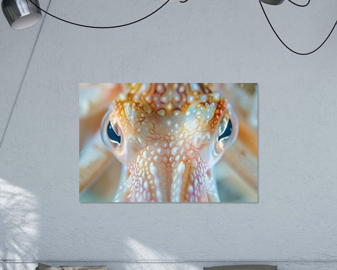 Cuttlefish Extreme Close Up Eyes Textured Skin Ocean Photo Wall Art Poster - Image 3