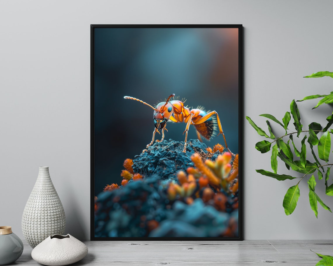 Orange Ant Macro Photography Close Up Insect Wildlife Wall Poster - Image 5