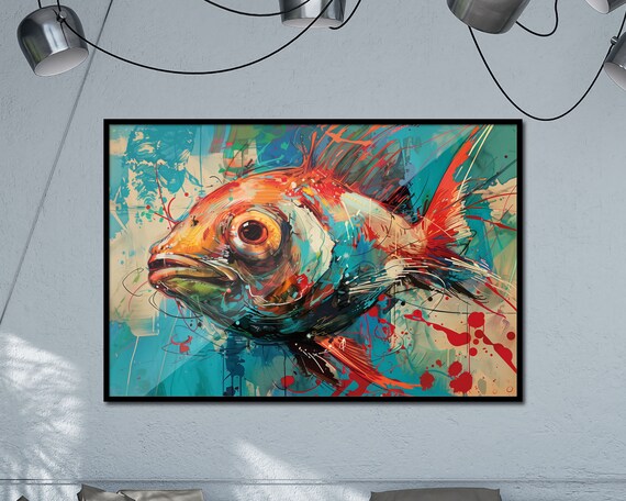 Microcosm Collection Fish Vibrant Art Wall Decor Poster Art Print Abstract Painting