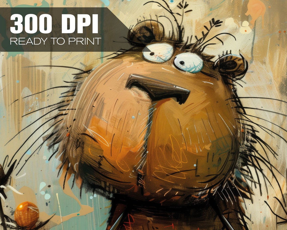 Crazy Creatures Capybara Whimsical Funny Rodent Abstract Art Poster - Image 4