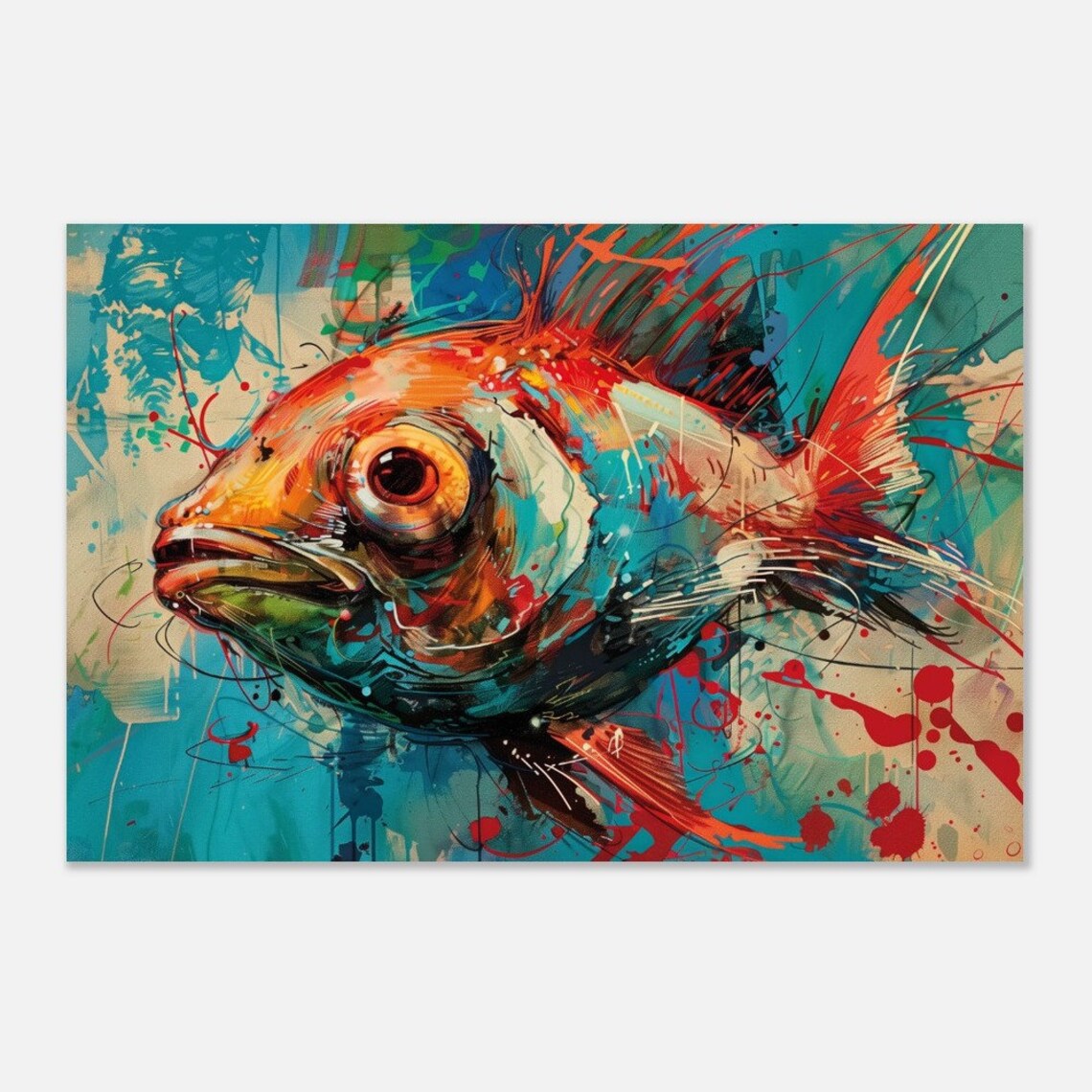 Microcosm Collection Fish Vibrant Art Wall Decor Poster Art Print Abstract Illustration - Image 3