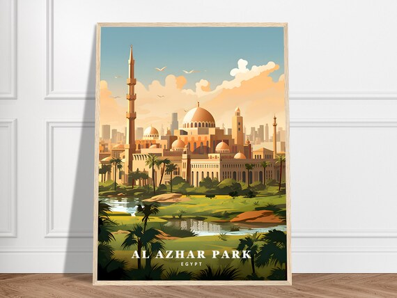Al Azhar Park Cairo Egypt Golden Sunny Minimalist Travel Print Art