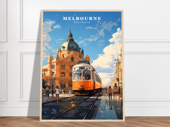 Melbourne Travel Print Australia Collection Flinders Street Framed City Poster Tram Art Australian