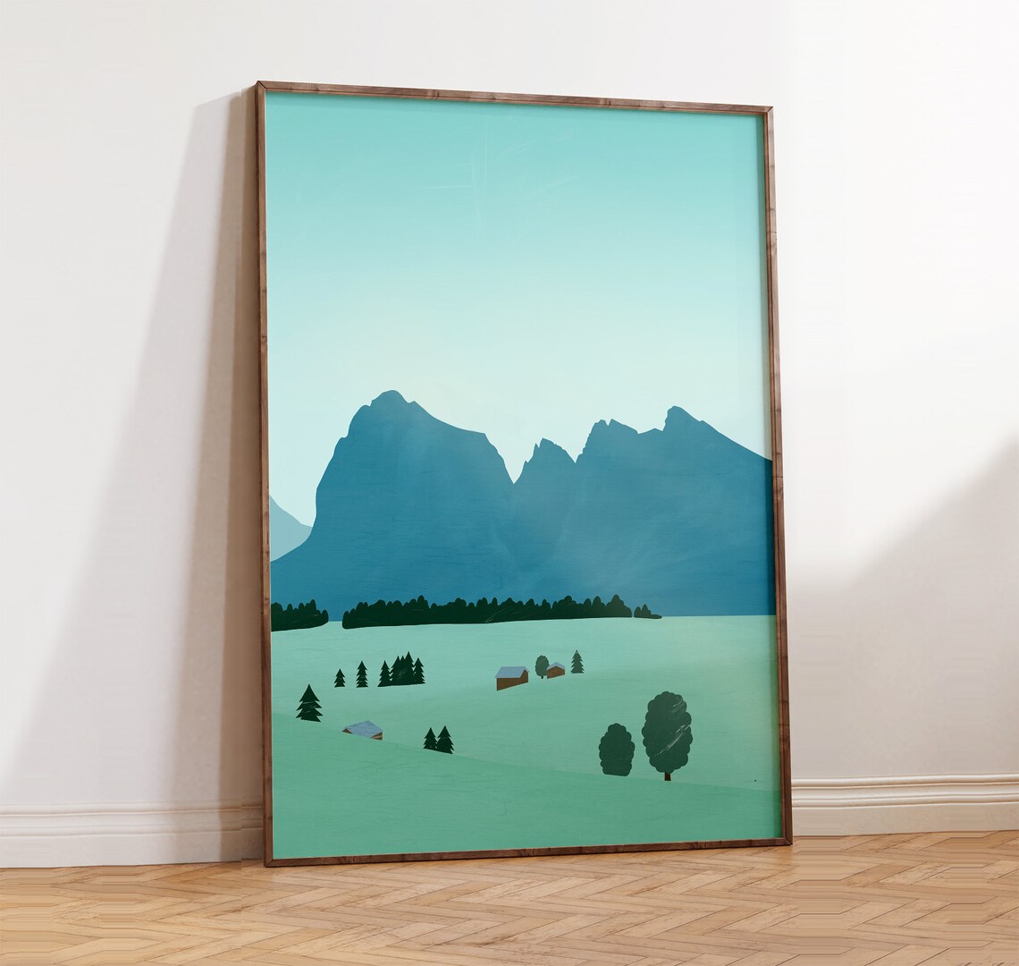Dolomites Mountains Minimalist Landscape Art Print