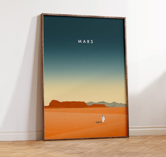 Mars Space Poster, Astronaut Universe Art Print
