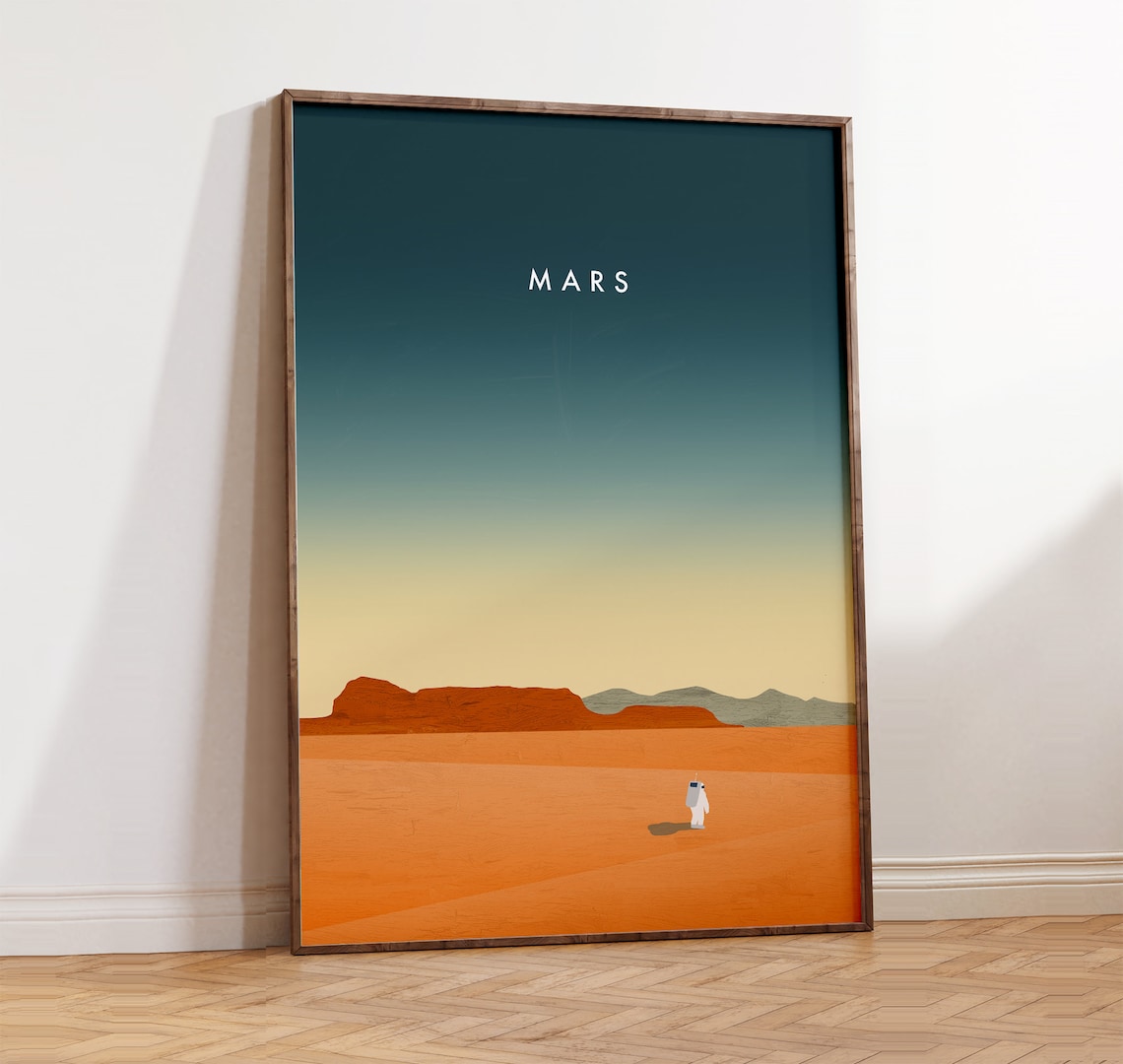 Mars Space Poster, Astronaut Universe Art Print