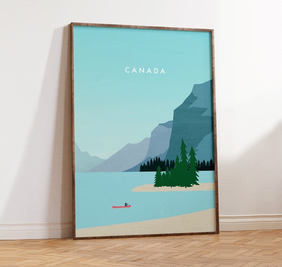 Minimalist Canada Poster Nature Art Mountains Forest Lake Wall Art For Living Room Office Gift Idea