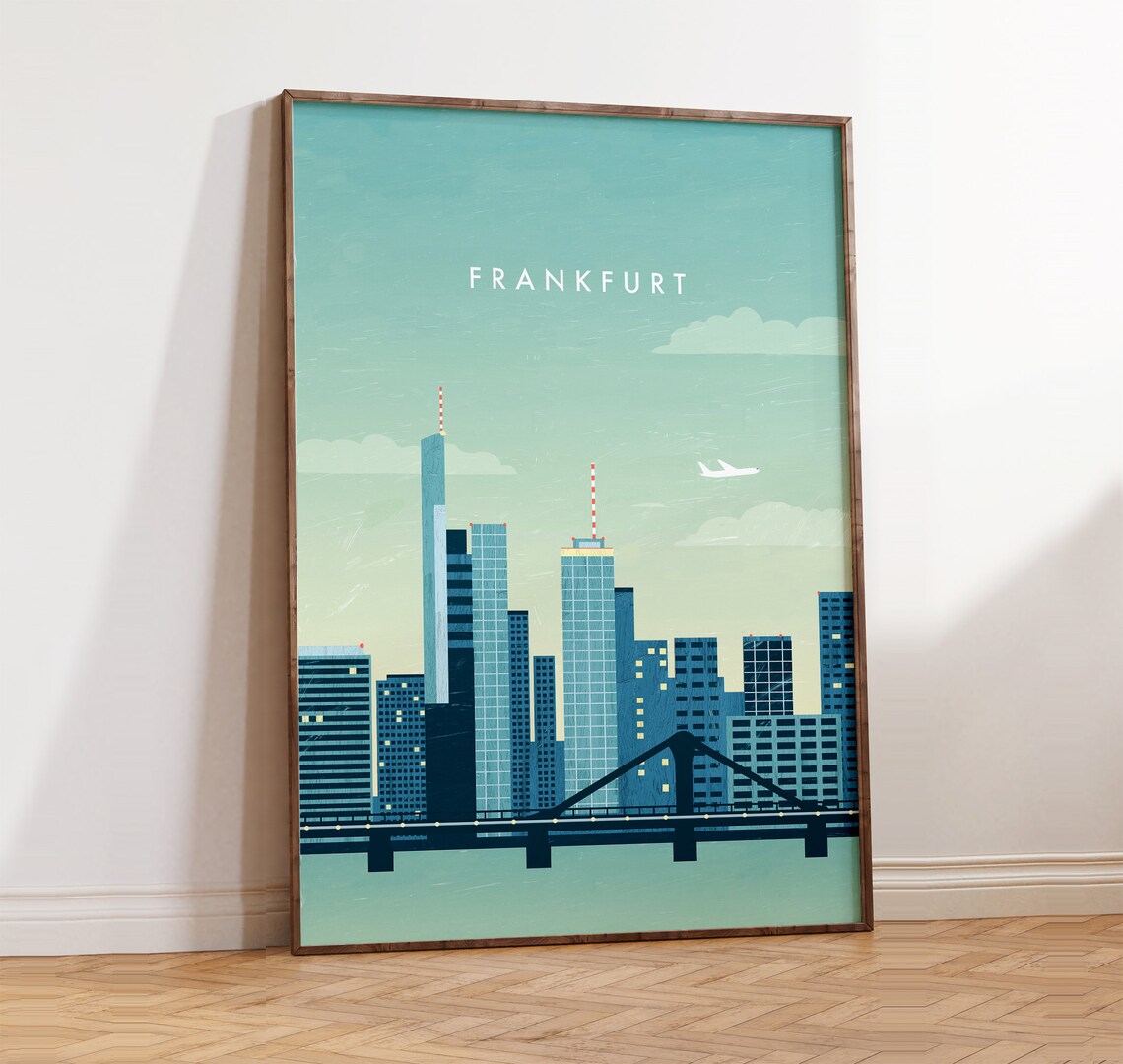 Frankfurt Skyline Minimalist City Poster Print