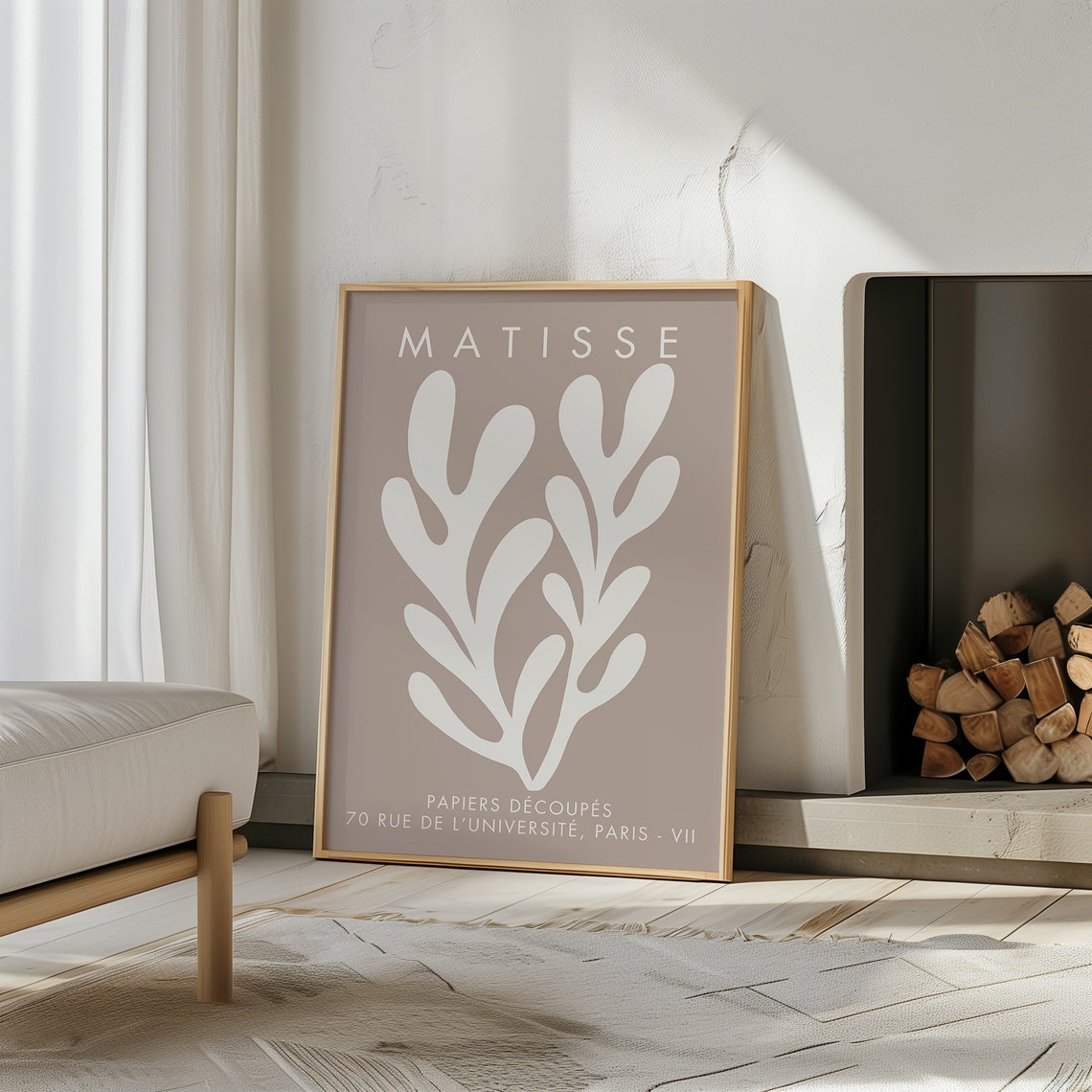 Matisse White Leaf Botanical on Beige Papiers Decoupes Art Print - Image 4