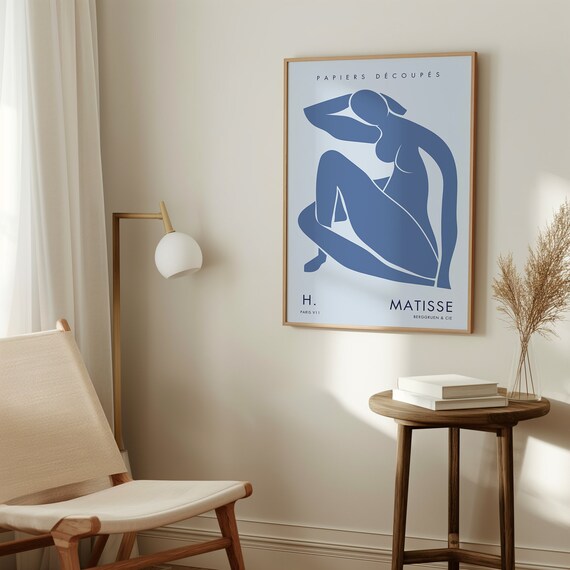 Blue Matisse Abstract Woman Poster Navy Blue Matisse Poster Wall Art Henri Matisse Danish Prints Mid Century Modern Art Exhibition Poster