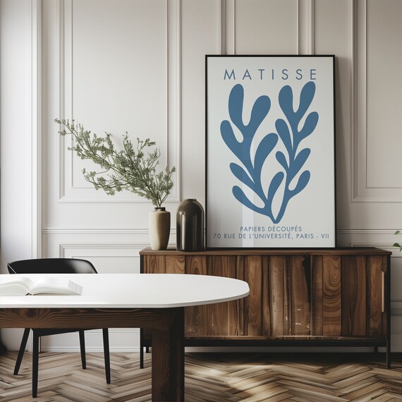 Matisse Blue Leaf Botanical Cut Paper Papiers Decoupes Art Poster