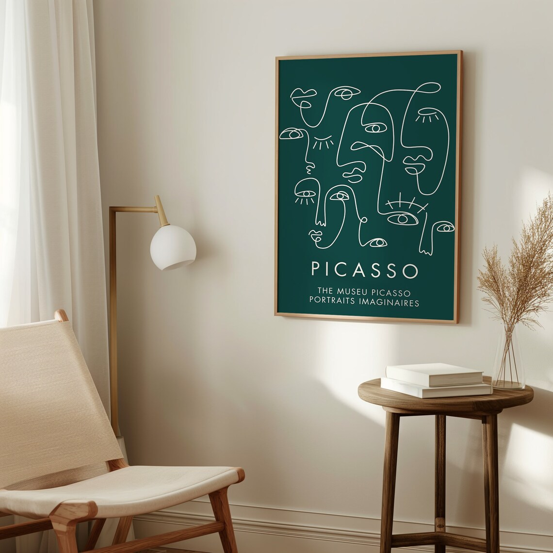 Emerald Green Picasso Portraits Imaginaires Line Faces Poster - Image 4