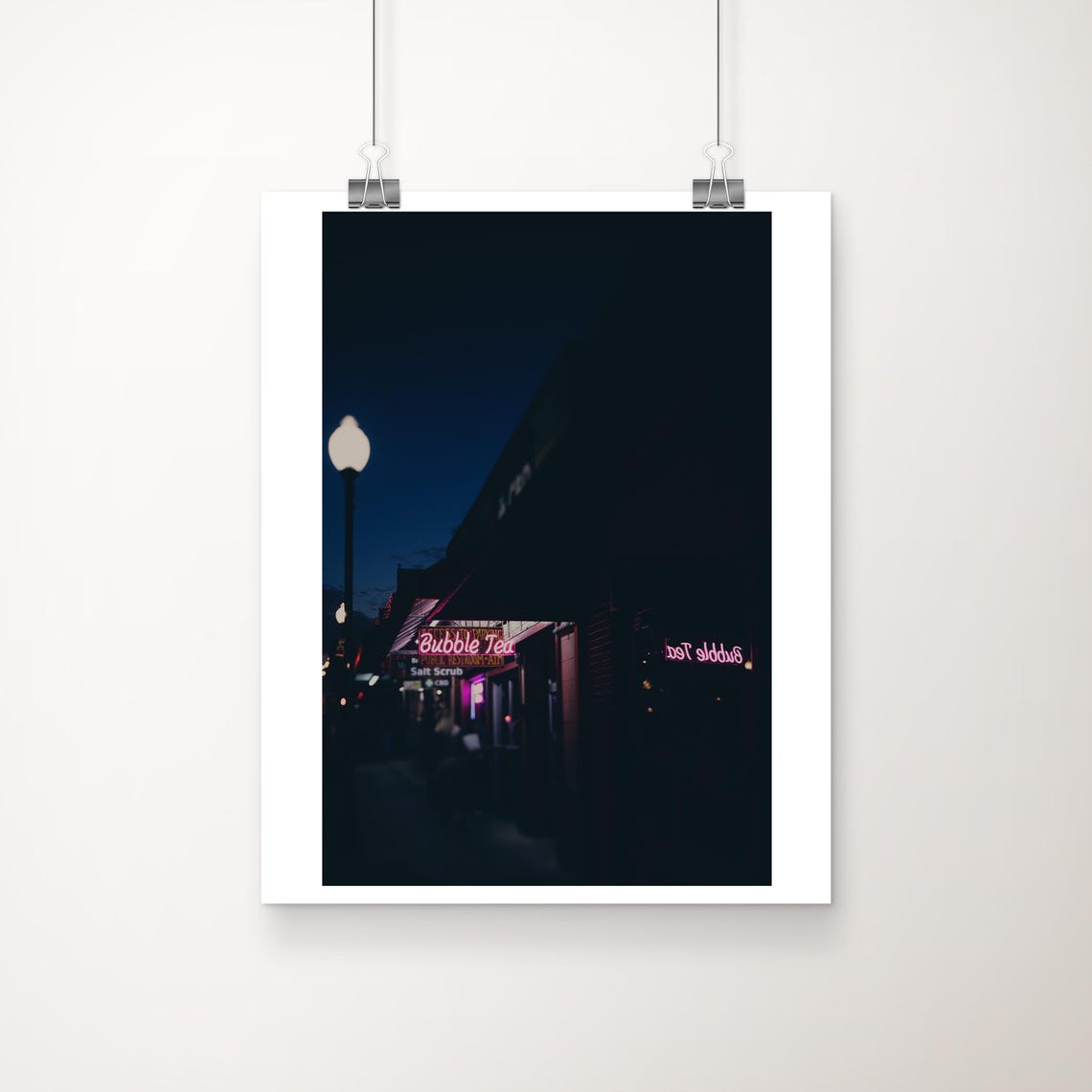 Branson Missouri Neon Bubble Tea Sign Night Photography Print
