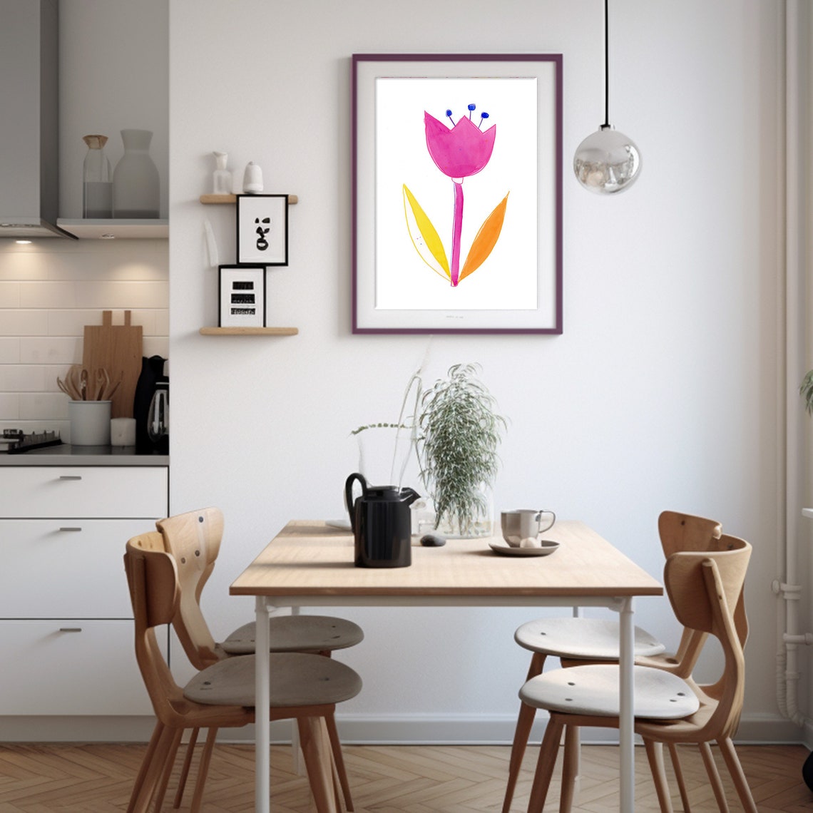Pink Tulip Watercolor Floral Botanical Spring Flower Art Poster - Image 3