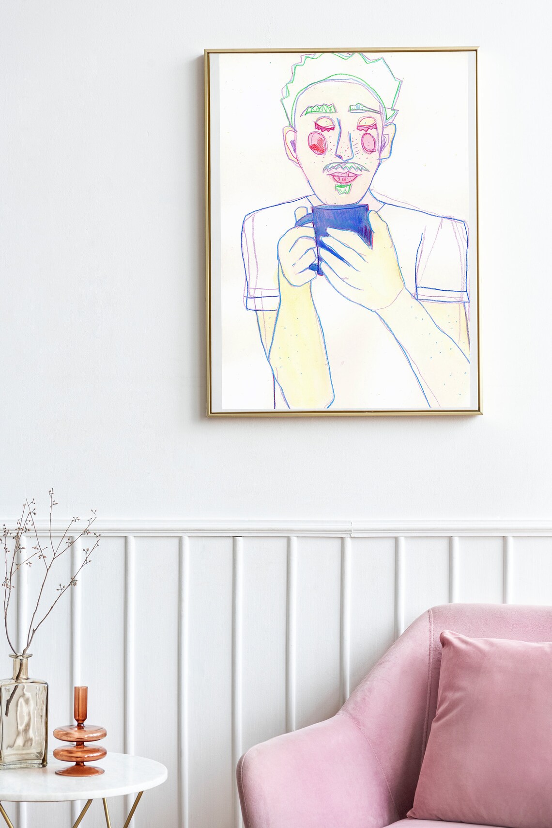 Coffee Lover Art Print, Retro Dude Kitchen Decor - Image 2