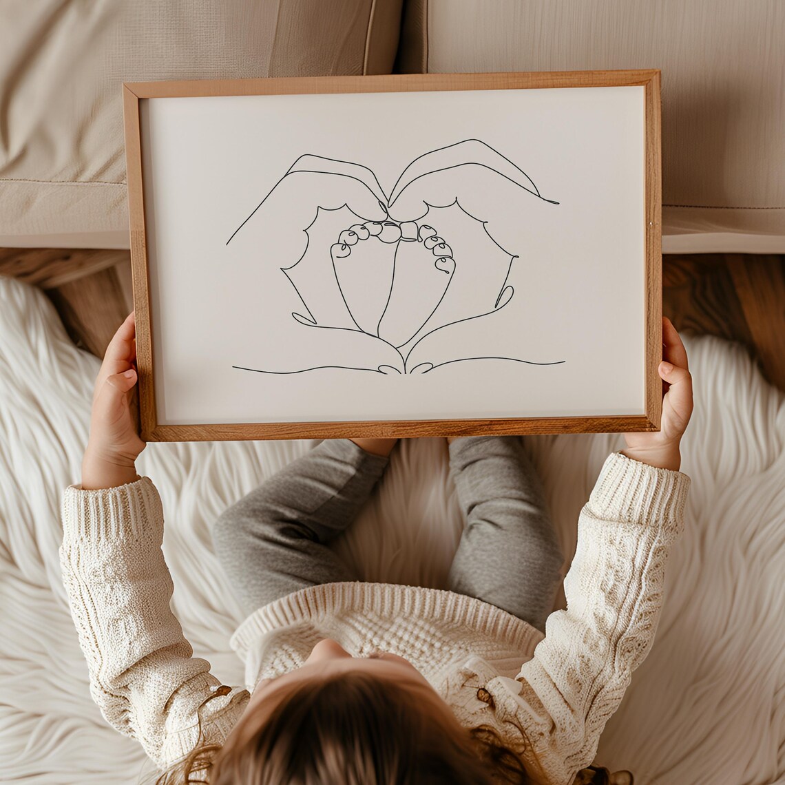 Minimalist Line Art Hands Holding Baby Feet Nursery Wall Decor Poster - Image 3