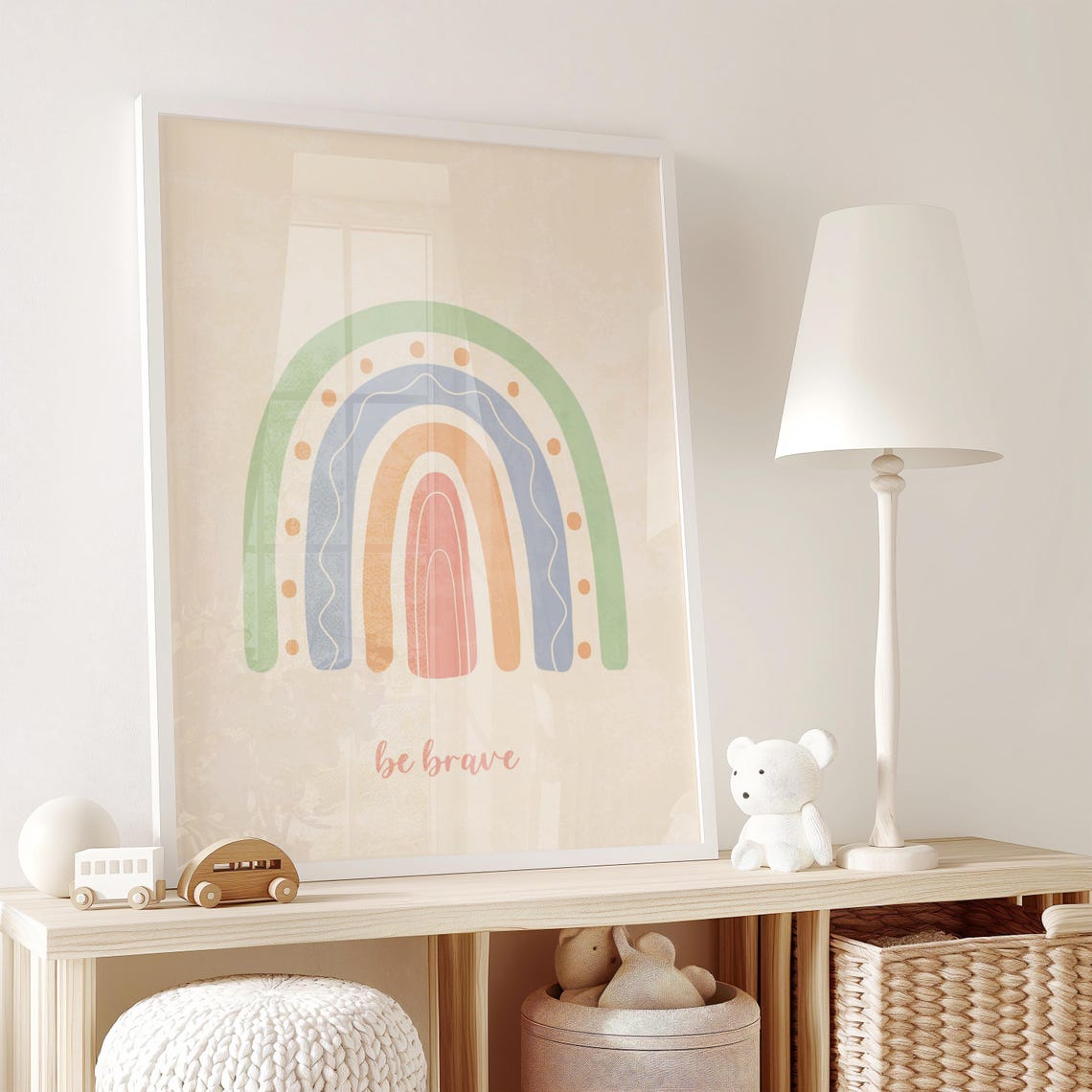 Soft Pastel Rainbow with Hand-Lettered Be Brave Quote Poster - Image 3