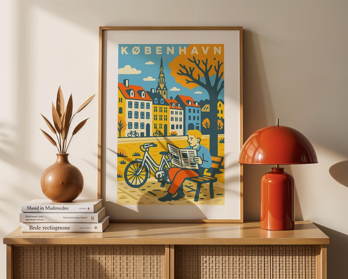 Copenhagen Retro Travel Poster, Vintage Scandinavian Art - Image 4