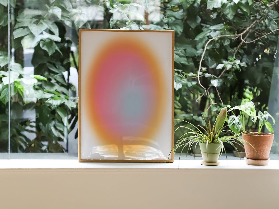 Multicolor Aura Gradient Pink Orange Blue Abstract Art Poster