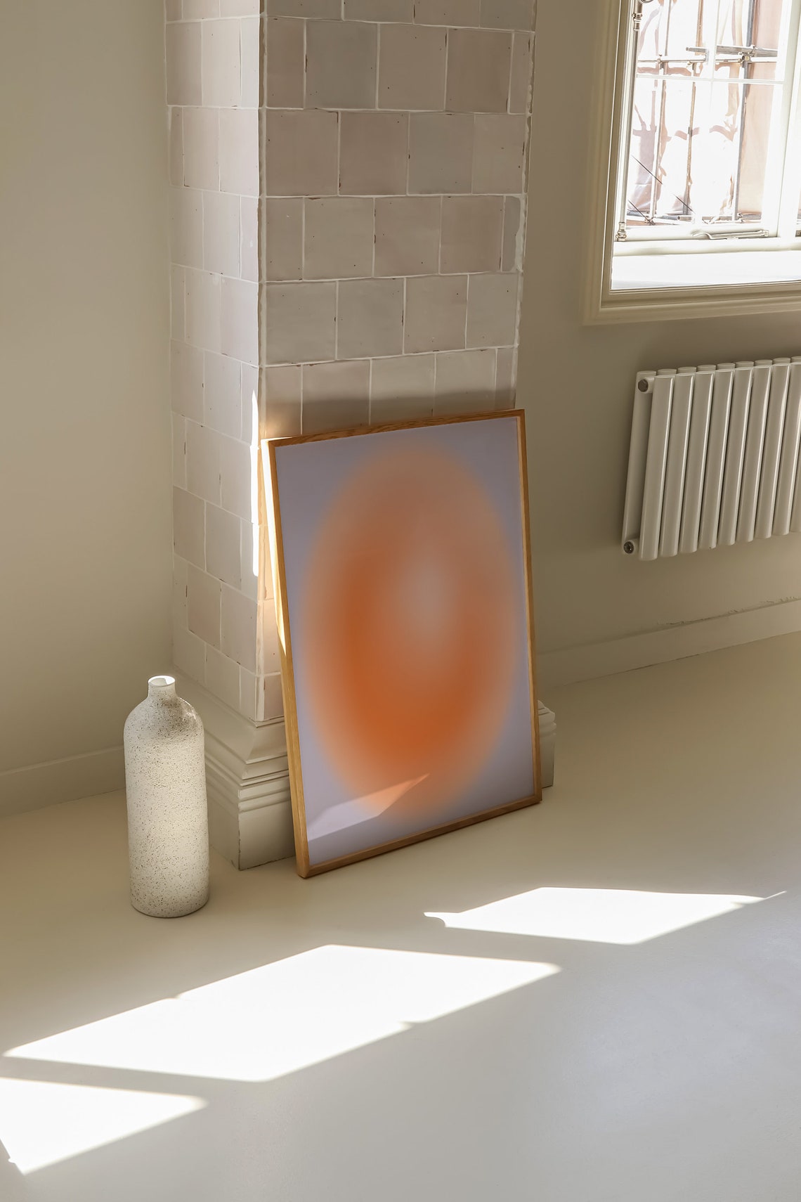 Peach Aura Gradient on Lavender Abstract Aesthetic Art Poster - Image 4