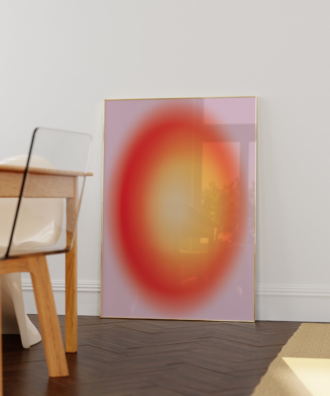 Burnt Orange Aura Gradient on Mauve Abstract Energy Art Poster - Image 4