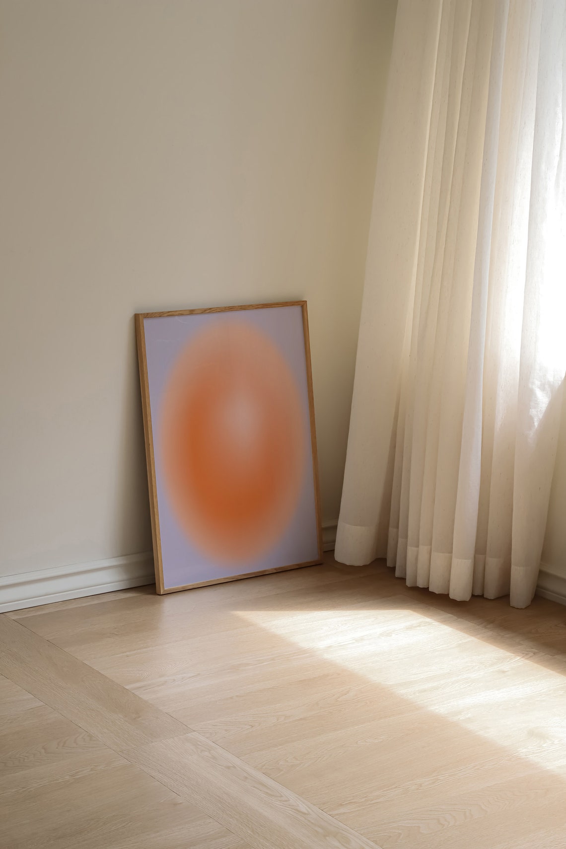 Peach Aura Gradient on Lavender Abstract Aesthetic Art Poster
