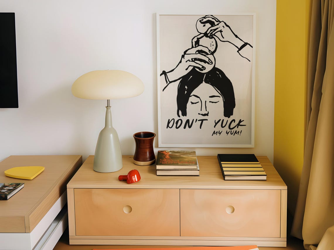 Don't Yuck My Yum Funny Monochrome Citrus Illustration Poster - Image 3